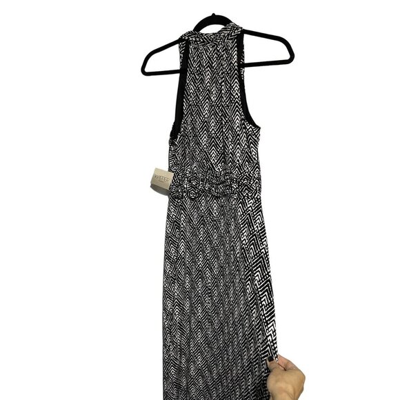 Kasper Women's Maxi‎ Dress Sleeveless V-Neck Geometric Black White Size 14 NWT - Picture 6 of 6